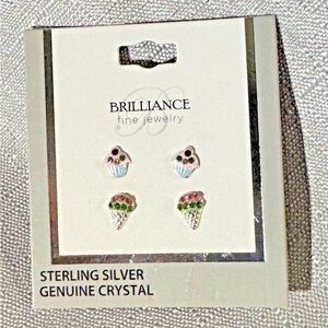 Brilliance Sterling Silver Cupcake and Ice Cream Earrings
